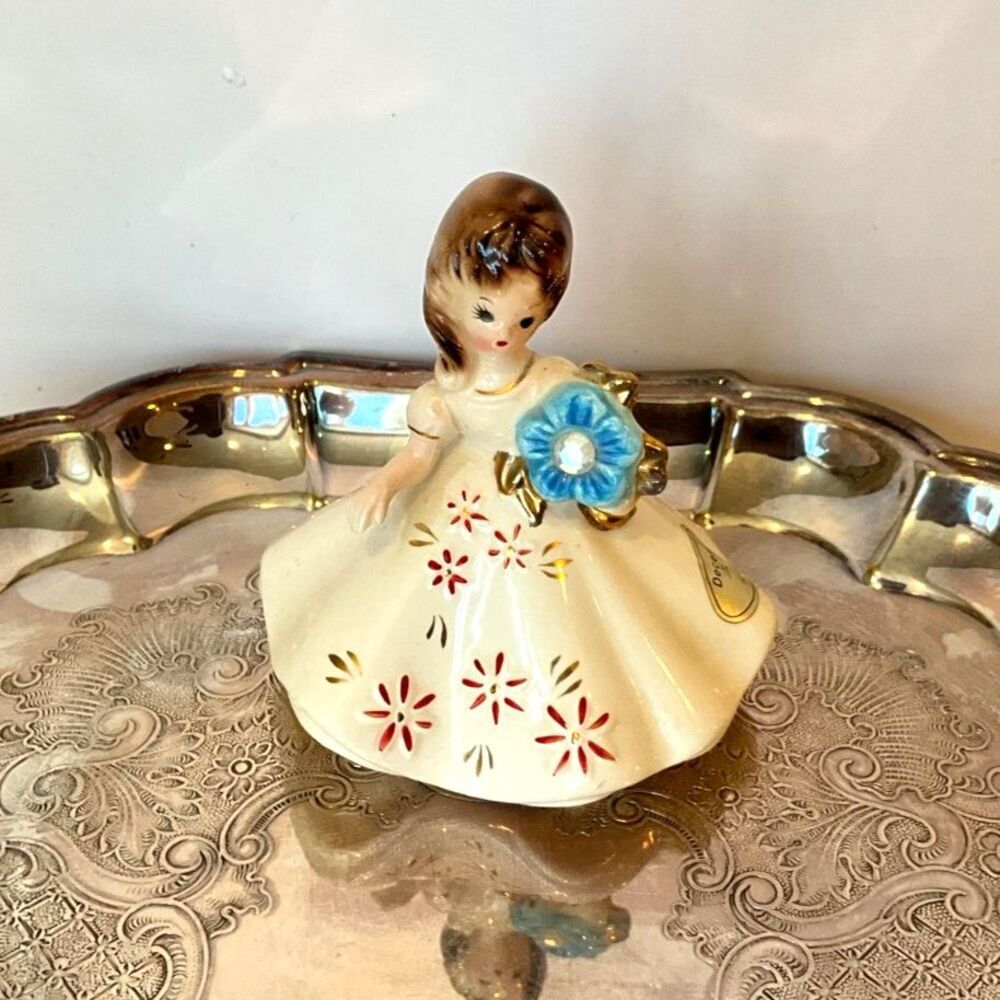 Vintage Josef Originals Japan December Zircon Birthstone Birthday girl Figurine